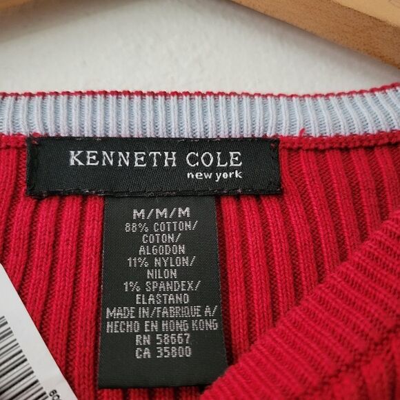 Kenneth Cole New York Red Gray Pullover Sweater M - Picture 2 of 7